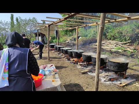 Видео: Табасаранская свадьба. Шурпа в казане на костре. Блюда на 500 гостей!