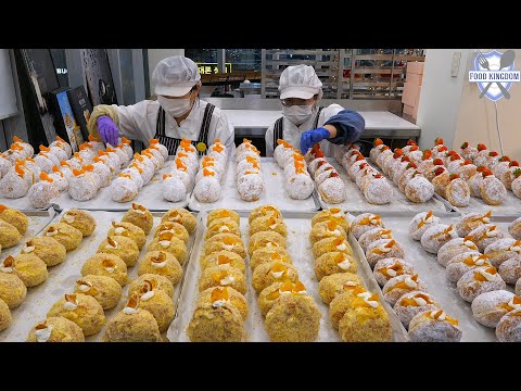 Видео: Это искусство! Пончики в американском стиле с различными фруктовыми кремами / Корейская уличная еда