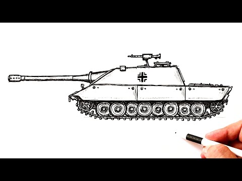 Видео: Как нарисовать танк ww2 jagdpanzer e-100