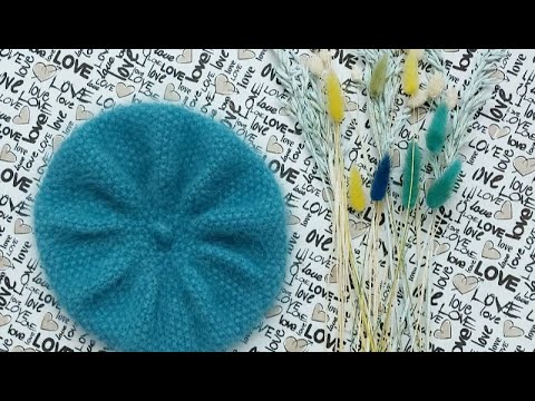 Видео: Берет спицами из пуха норки узором рис МК