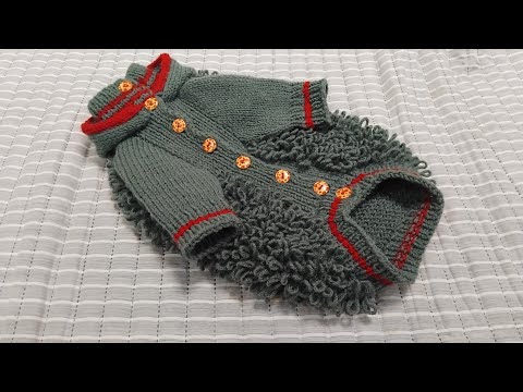 Видео: Кардиган с капюшоном вязаный спицами. Узор Мех. Для маленьких питомцев. 