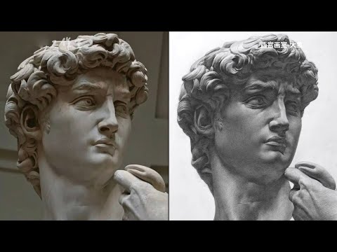 Видео: Скульптура Микеланджело "Давид" рисунок карандашом.