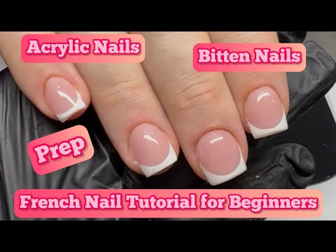 Видео: Мастер-класс по акриловому маникюру на обгрызенных ногтях с гелем для френча — мастер-класс для н...