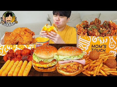 Видео: ASMR MUKBANG | Хрустящая жареная курица, Чизбургер, сырная палочка рецепт ! принимать пищу