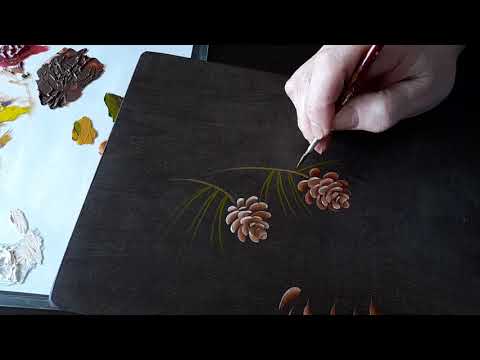 Видео: Сосновая шишка на веточке.