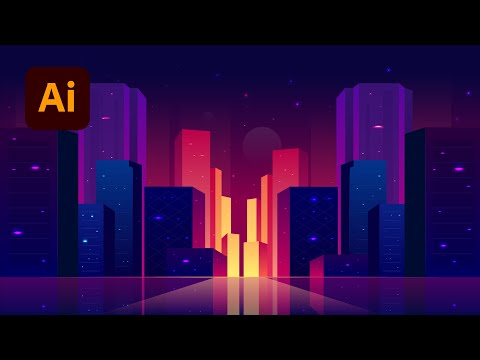 Видео: Ночной город в Adobe Illustrator/Night City in Adobe Illustrator