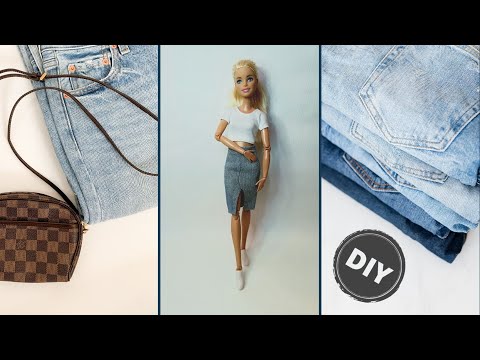 Видео: Как сшить модную джинсовую юбку для куклы?