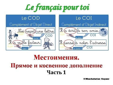 Видео: Уроки французского #63: COD \ COI - Местоимения. Прямое и косвенное дополнение (1)