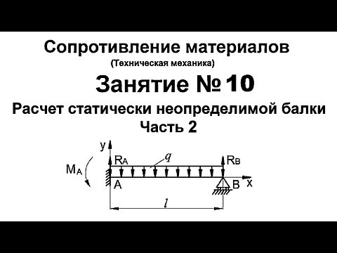 Видео: Сопротивление материалов. Занятие 10. Часть 2. Расчет статически неопределимой балки.