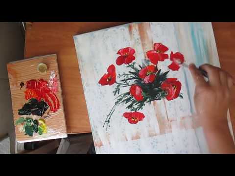 Видео: Маки нарисовать масляными красками.
