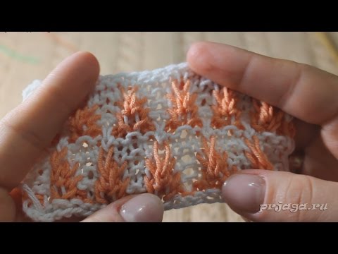 Видео: Узор спицами «Цветы огня»