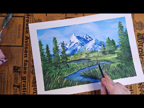 Видео: Как быстро нарисовать пейзаж. Рисуем картину за 20 минут