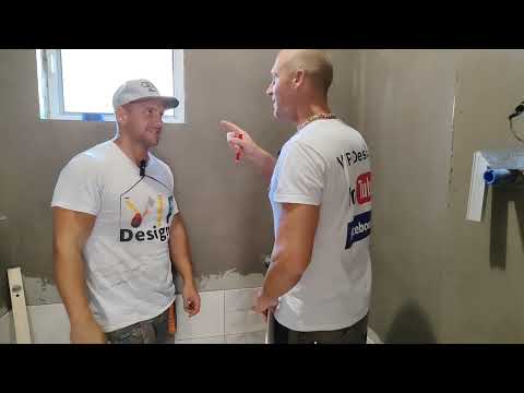 Видео: Професионално лепене на плочки на гребен и пробиване на отвори за душ в баня