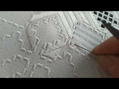 Видео: Обрізання ниток у квадраті, вишивка білим по білому./Hand embroidery/