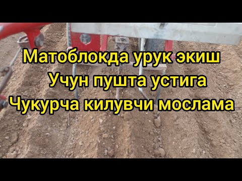 Видео: Урук экишчун мотоблокда чукурча килиш мосламаси.