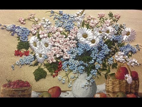 Видео: РОМАШКИ  И  НЕЗАБУДКИ -- ШКОЛА ВЫШИВКИ ЛЕНТАМИ  Татьяны Шелиповой