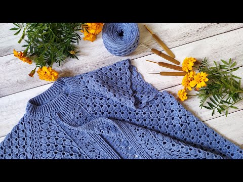 Видео: Ажурный кардиган крючком. Кардиган "Laura". Часть 4. Рукава.