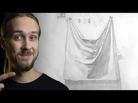 Видео: КАК НАРИСОВАТЬ  ДРАПИРОВКУ-ТКАНЬ ✎ Академический рисунок онлайн урок, speedpaint