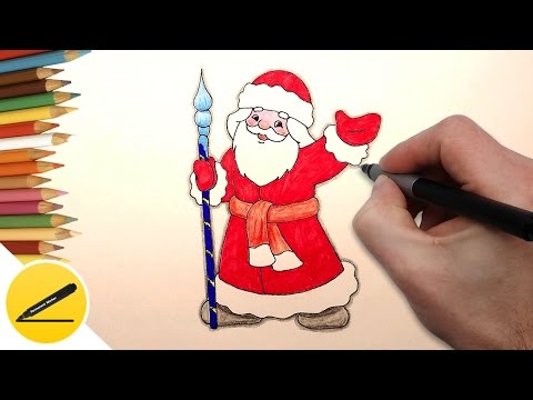 Видео: Как Нарисовать Деда Мороза на Новогоднюю Открытку | Рисуем Дедушку Мороза поэтапно