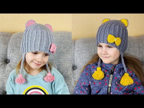 Видео: Шапка с ушками. КотоШапка. Шапка для девочки.