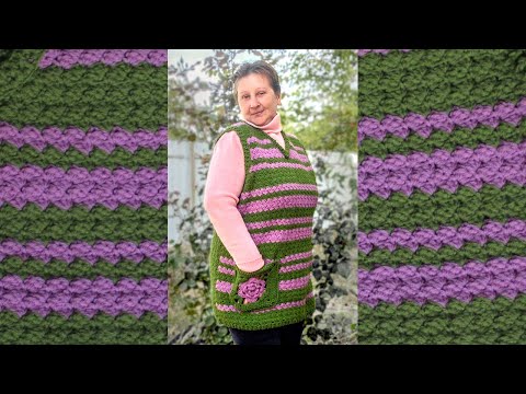 Видео: Красивая безрукавка, связанная  крючком.