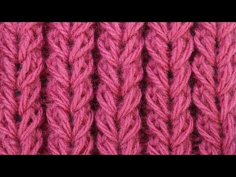 Видео: Rib stitch knit pattern Резинка с косами  узор вязания спицами 59