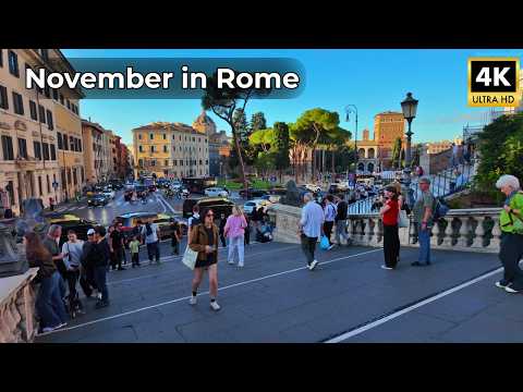 Видео: Рим в ноябре 4K – Спокойная прогулка по улицам Вечного города (walking tour & путешествие)