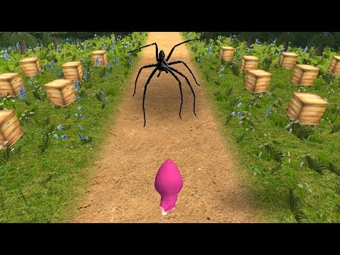 Видео: Смешная игра - Маша и Медведь про КОНФЕТНЫЙ парк развлечений с пауками! Догонялки в лесу про Машу!