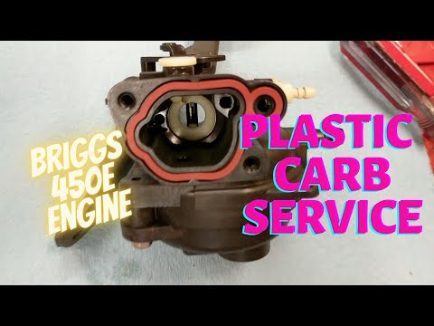 Видео: Очистка пластикового карбюратора двигателя Briggs & Stratton серии E 450E газонокосилки Bolens