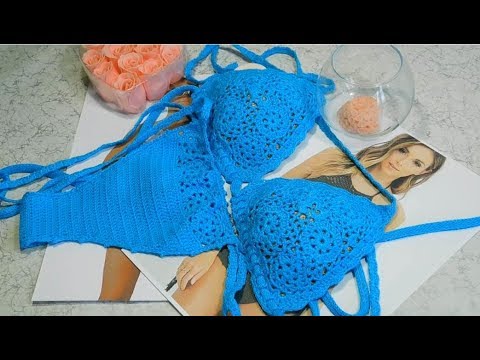 Видео: Вяжем крючком ажурный купальник. Вязание лифа.