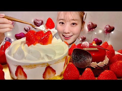 Видео: ASMR клубничный пирог ягодный мусс【русские субтитры】【Mukbang/ Eating Sounds】