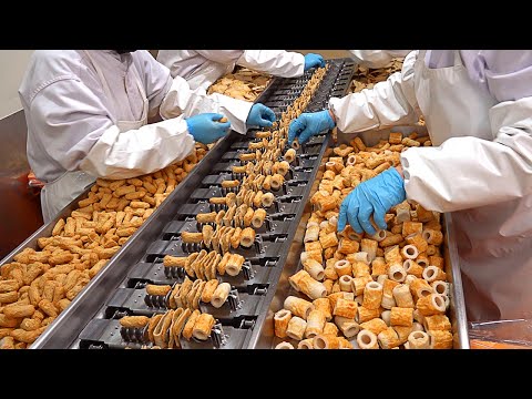 Видео: массовое производство! удивительный процесс приготовления рыбного пирога - пищевая фабрика в корее