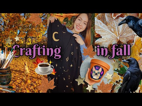 Видео: Волшебные осенние дни 🍂 Прогулки с воронами, рисование домашних животных и вышивка на вязаных изд...
