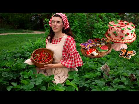 Видео: Выпекаем клубничный торт со свежими садовыми ягодами 🍓