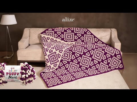 Видео: Плед для дивана и одеяло с Alize Puffy More