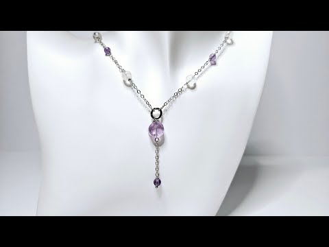 Видео: Аметист и горный хрусталь. Как соединить бусины и цепь без пинов.