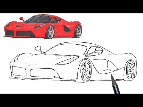 Видео: Как нарисовать Ferrari LaFerrari | Рисунок Ferrari