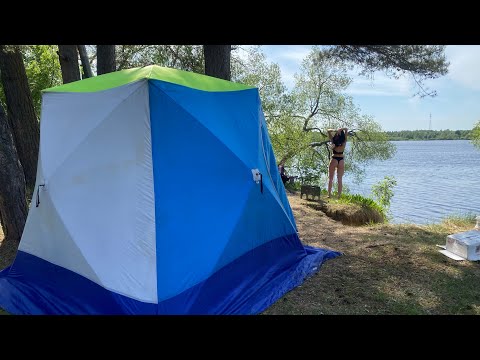 Видео: День рождения 🎁 на берегу озера. Рыбалка, живем в палатке ⛺️, отдых. Красивая природа.