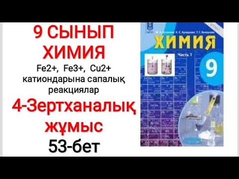 Видео: 9 сынып | Химия | 4-зертханалық  жұмыс |  Fe2+, Fe3+, Cu2+  катиондарына сапалық реакциялар | 53-бет