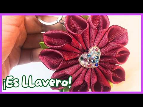 Видео: Как сделать цветы из лент/Урок по созданию вечных цветов для брелка