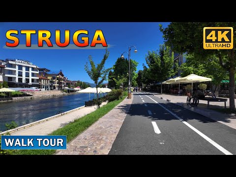 Видео: STRUGA Cinematic WALK TOUR street view Macedonia (2024) 【4K】 Прошетка низ СТРУГА, Македонија 🇲🇰
