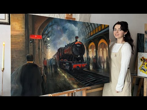 Видео: 60 ЧАСОВ РАБОТЫ | пишу ХОГВАРТС-ЭКСПРЕСС | картина маслом