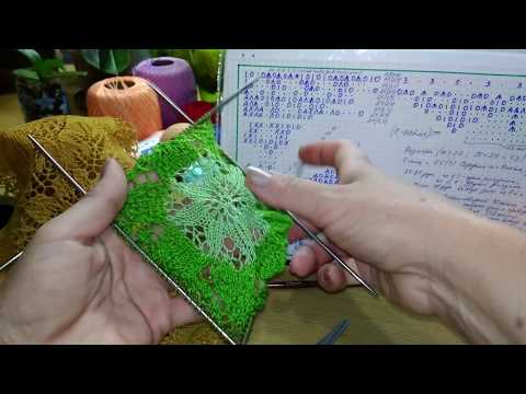 Видео: Ажурные салфетки спицами. Салфетка 16 (часть 2).