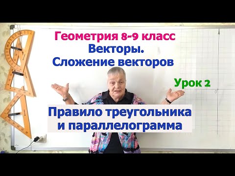 Видео: Сложение векторов по правилу треугольника и по правилу параллелограмма. Геометрия 8-9 класс