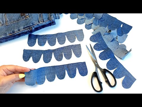 Видео: НАРЕЗАЛА СТАРЫЕ ДЖИНСЫ НА ВОЛНИСТЫЕ ПОЛОСКИ. Тканевые Цветы ЛЕГКО и ПРОСТО! Jeans Flowers. DIY jeans