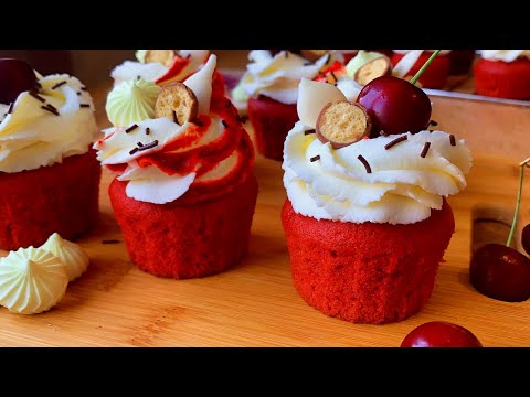 Видео: Капкейки "Красный Бархат" Новогодний десерт. Сладости на праздник // Cupcakes "Red Velvet"