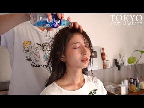 Видео: ASMR | Сильный массаж головы с прохладным тоником для кожи головы