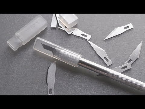 Видео: Модельный нож (скальпель со сменными лезвиями). Китайский и Olfa AK-4