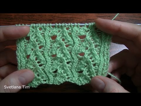 Видео: АЖУРНЫЕ УЗОРЫ СПИЦАМИ. Ажурный ФАНТАЗИЙНЫЙ УЗОР для пуловера. Вязание спицами № 300