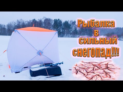 Видео: Зимняя рыбалка на водохранилище Вяча. Рыбалка в сильный снегопад!!!